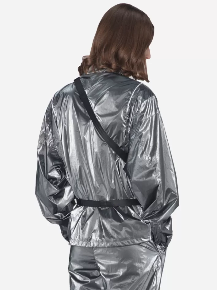 Cheap C2H4 001 - Mtro Piped 3M Reflective Track Jacket Metallic Silver