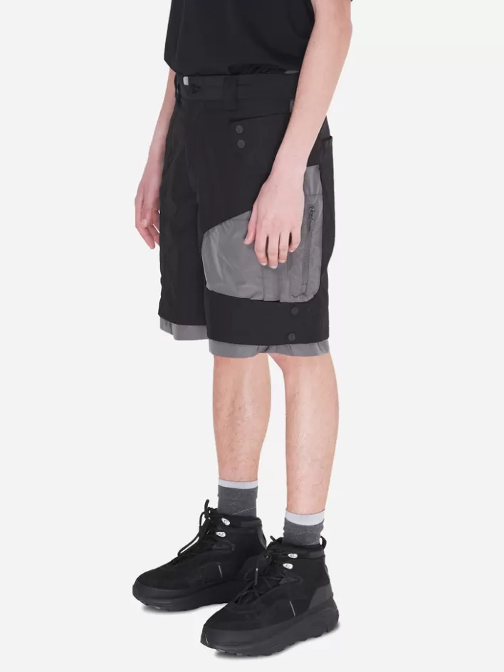 Best Sale C2H4 001-X - Crooked Double Layered Tactical Shorts Black