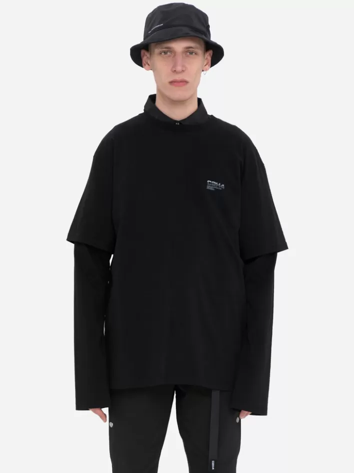 Hot C2H4 001-X - Double Layered Long-Sleeve T-Shirt Black