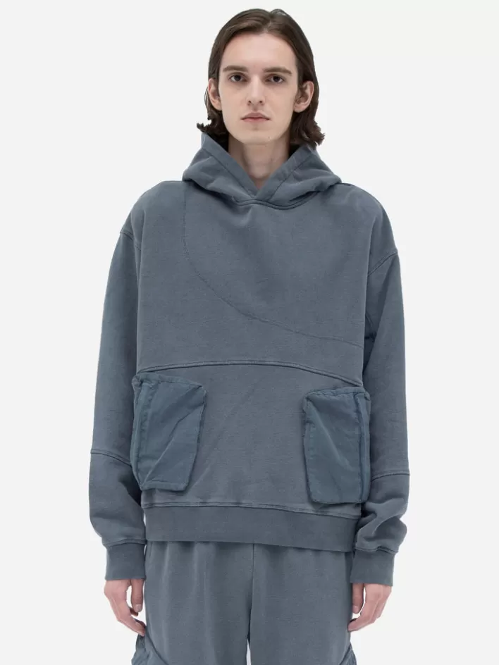 Flash Sale C2H4 002 - Cold-Dye Panelled Hoodie Neutral Gray