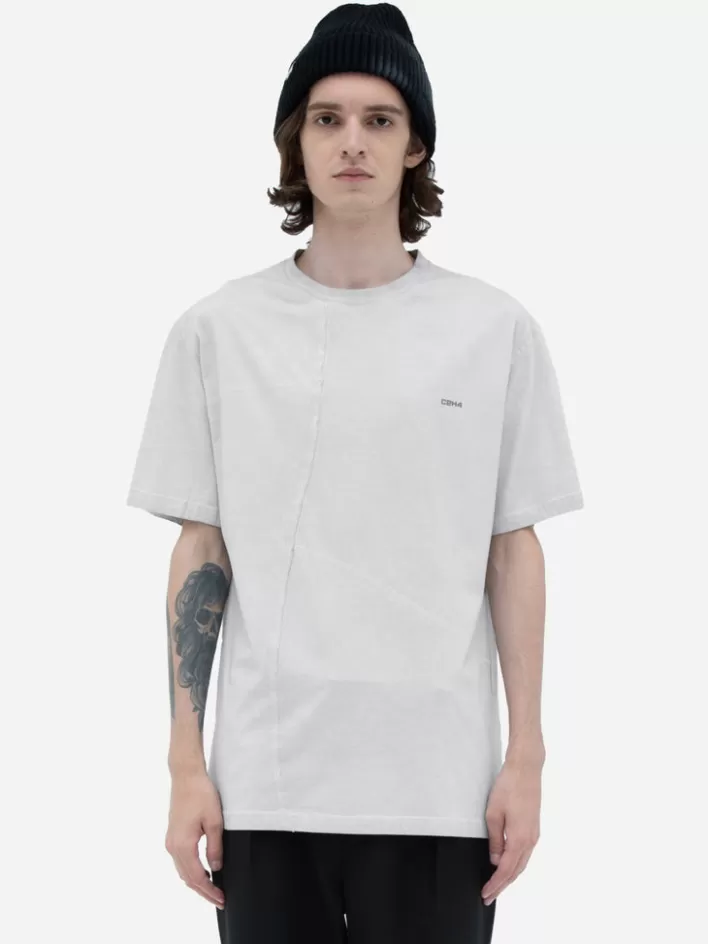 Clearance C2H4 002 - Crooked Panelled T-Shirt Forst Gray