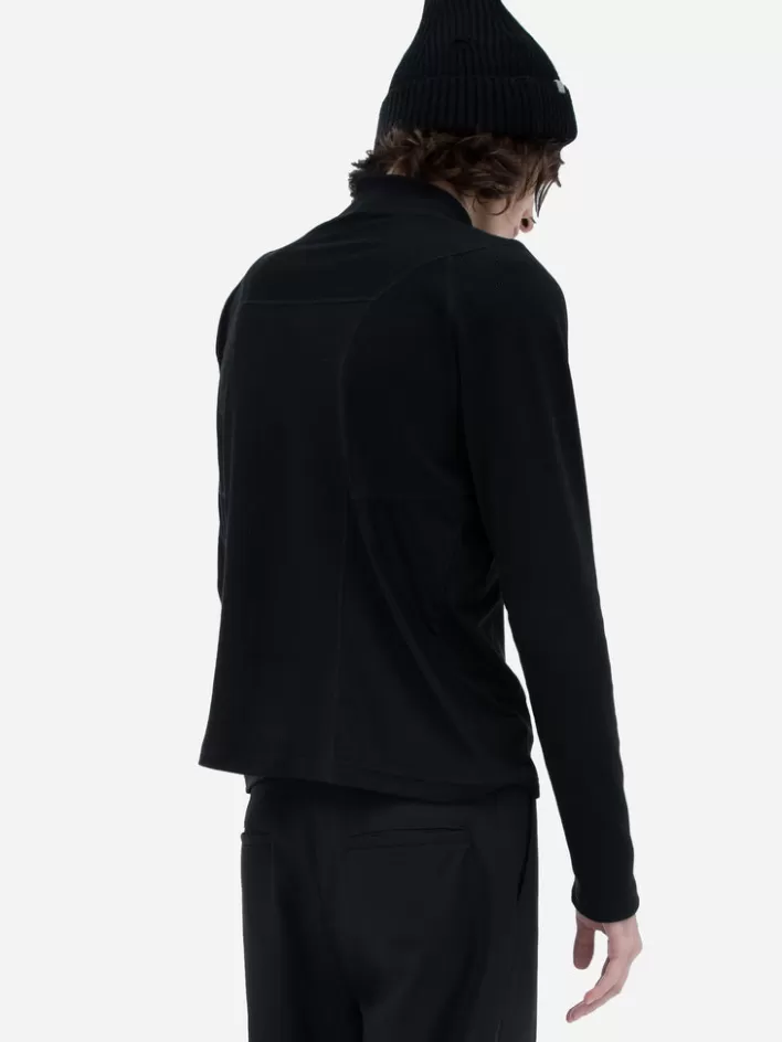 Hot C2H4 002 - Intervein Panelled Long-Sleeve Jersey T-Shirt Black