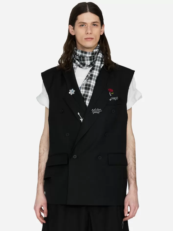 Hot C2H4 003 - Alternate Scarf Variant Tailored Sleeveless Jacket Black