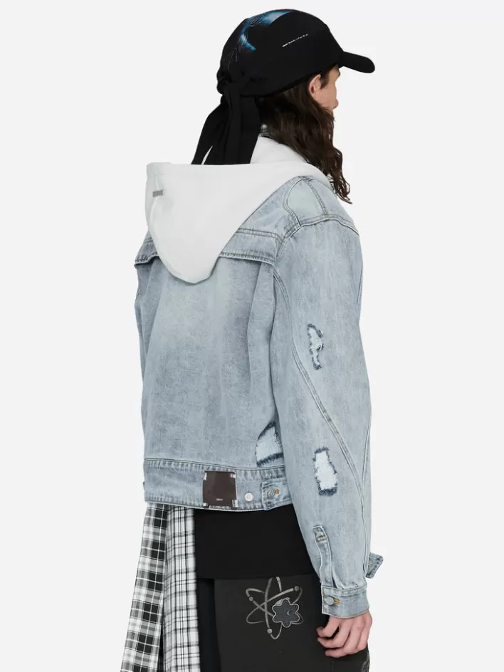 Best C2H4 003 - Asymmetrical Layered Denim Jacket Faded Navy