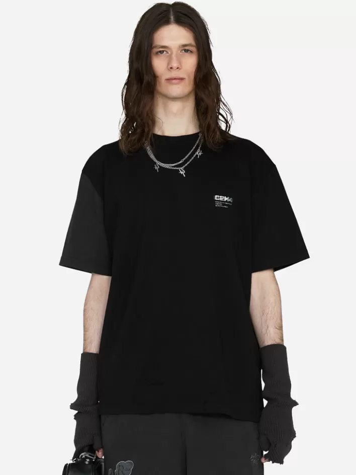 Cheap C2H4 003 - Paneled T-Shirt Black&Gray