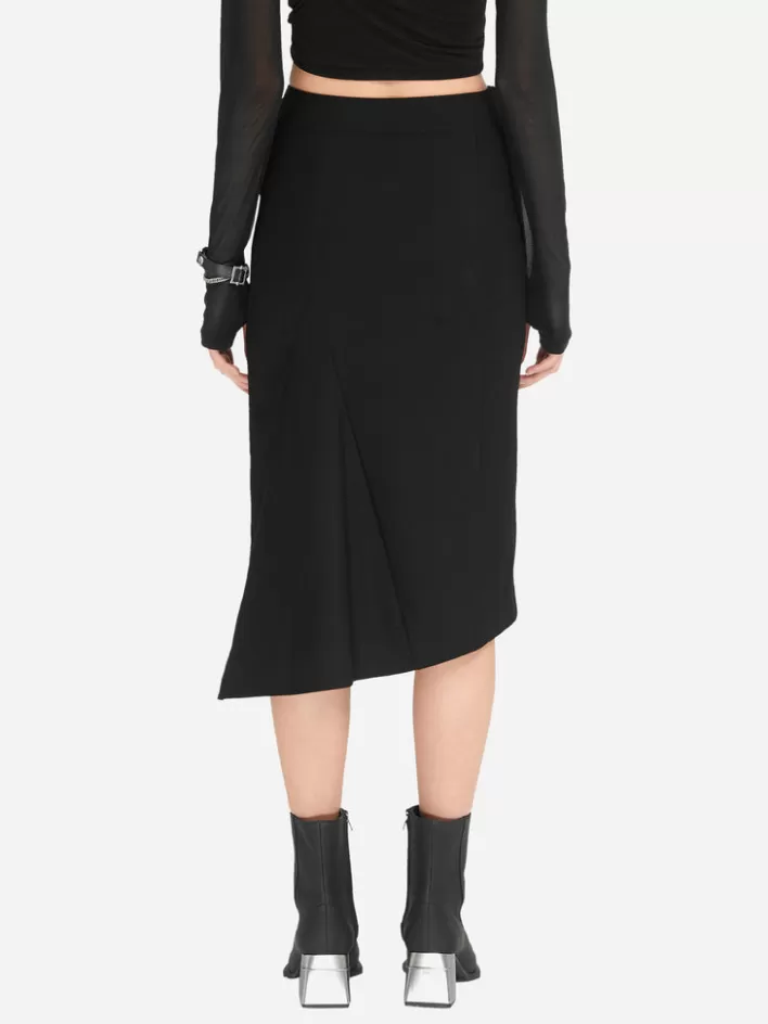 Hot C2H4 004 - Asymmetrical Fitted Skirt Vanward Black