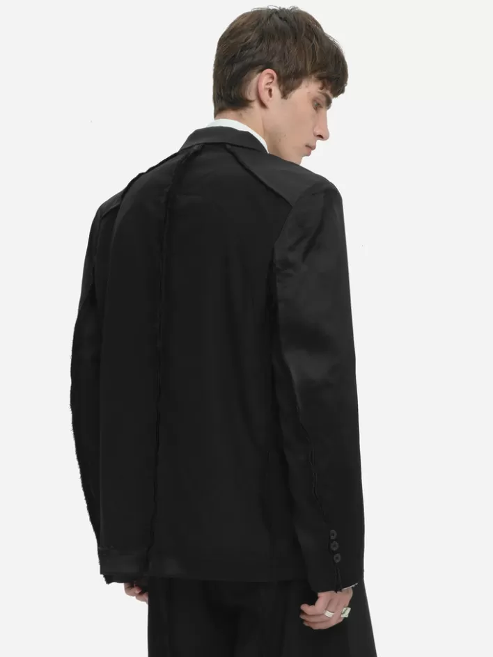 Fashion C2H4 004 - Inside-Out Panelled Smoke Tailored Jacket Solemn Black