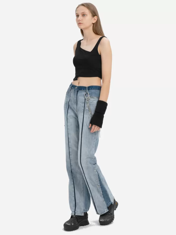 Best Sale C2H4 004 - Panelled Faded Vintage Jeans Faded Blue