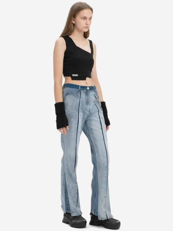 Best Sale C2H4 004 - Panelled Faded Vintage Jeans Faded Blue