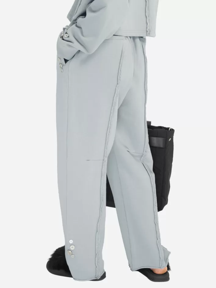 Cheap C2H4 004 - Raw Edge Wide Leg Sweat Pants Fogged Gray