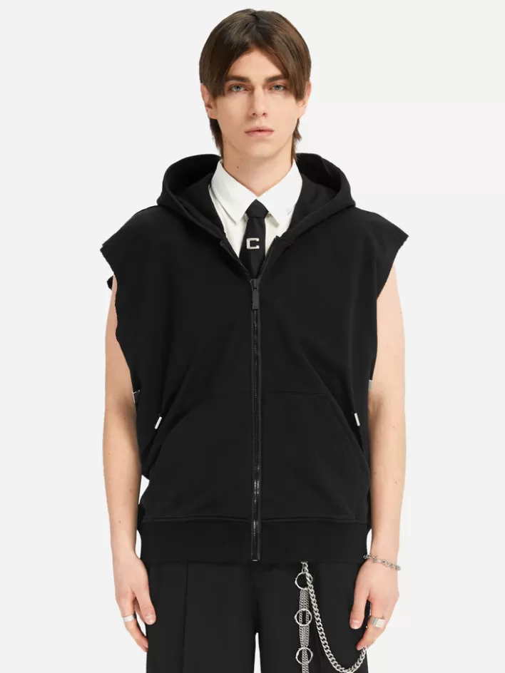 Outlet C2H4 005 - Accumulation Sleeveless Hoodie Faded Black