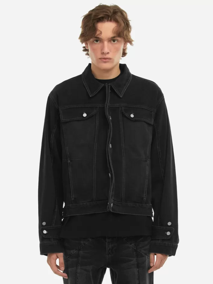 Store C2H4 005 - Asteroid Raw Edge Denim Jacket Faded Black