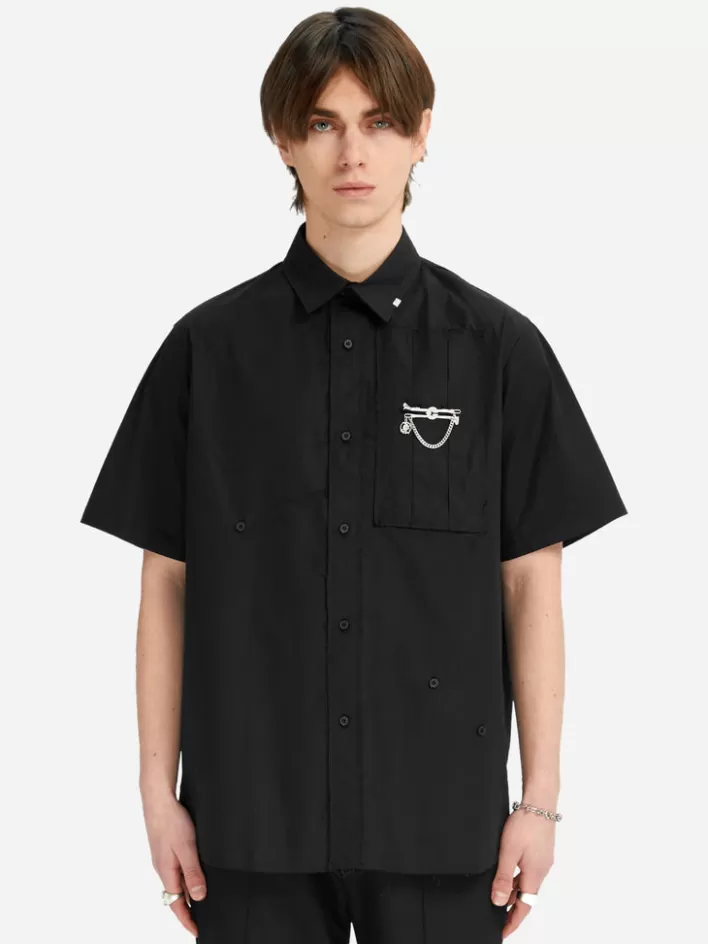 Shop C2H4 005 - Asteroid Raw Edge Shirt Black