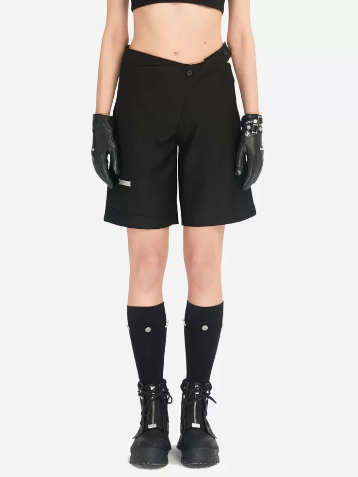 Clearance C2H4 005 - Asymmetric Layered Shorts Solemn Black