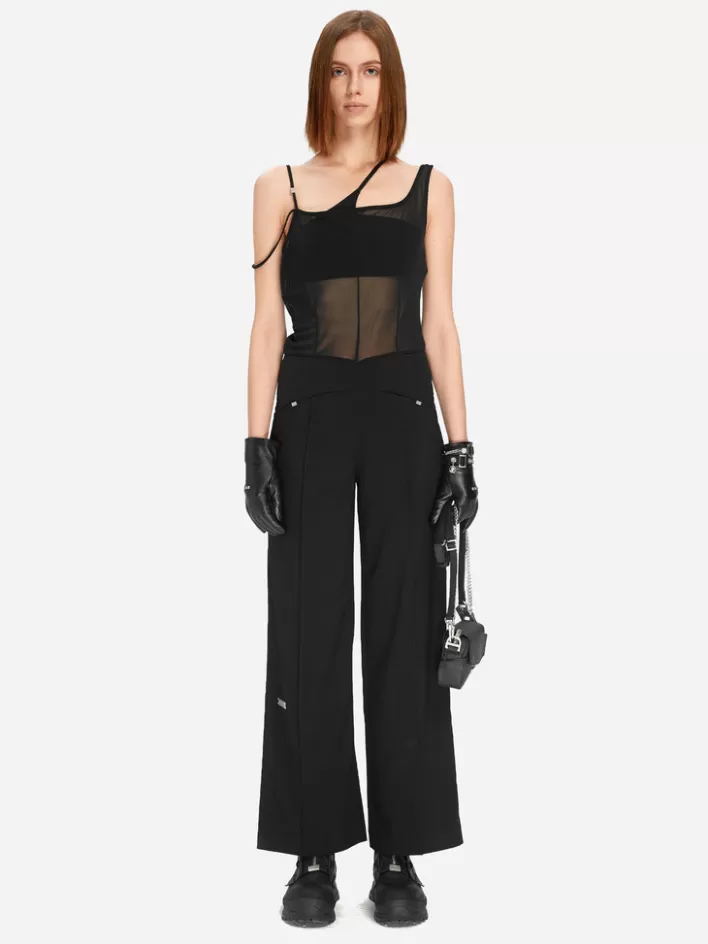 Flash Sale C2H4 005 - Asymmetric Layred Strappy Jumpsuit Translucent Black