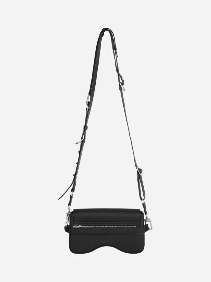 Online C2H4 005 - "Callisto" Curved Leather Shoulder Bag Black