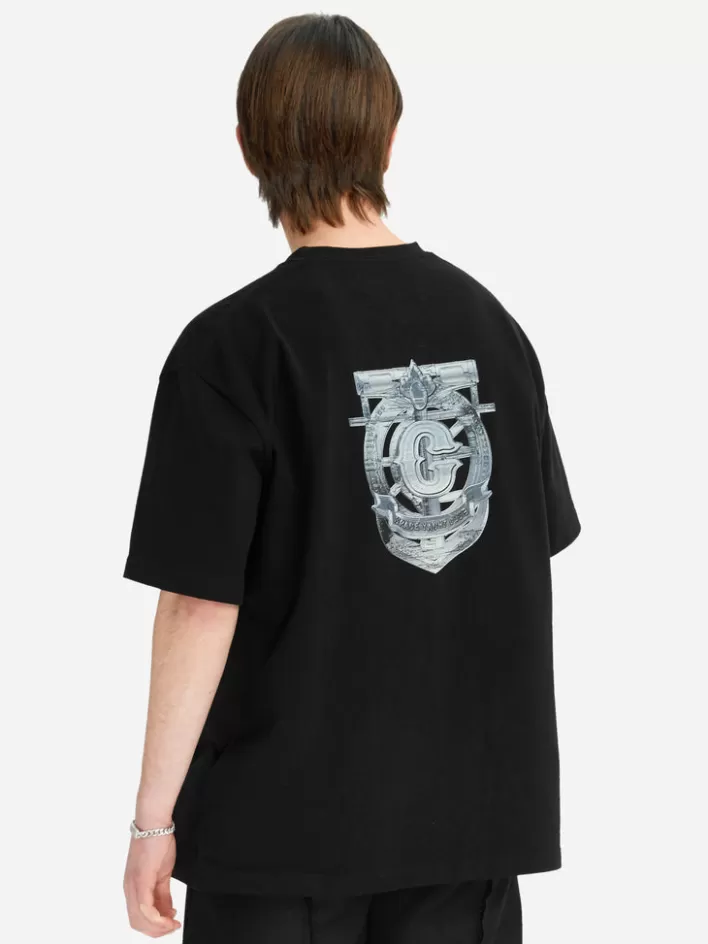 Hot C2H4 005 - "Corrosion Club Badge" Wrinkled T-Shirt Faded Black