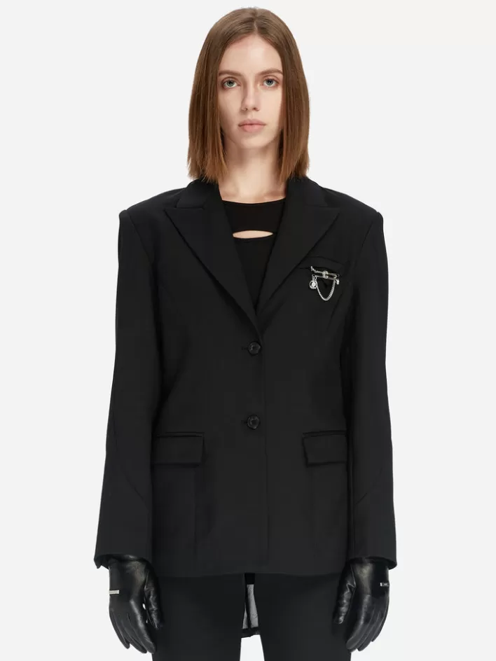 Online C2H4 005 - Double Layered Arch Tailored Jacket Black