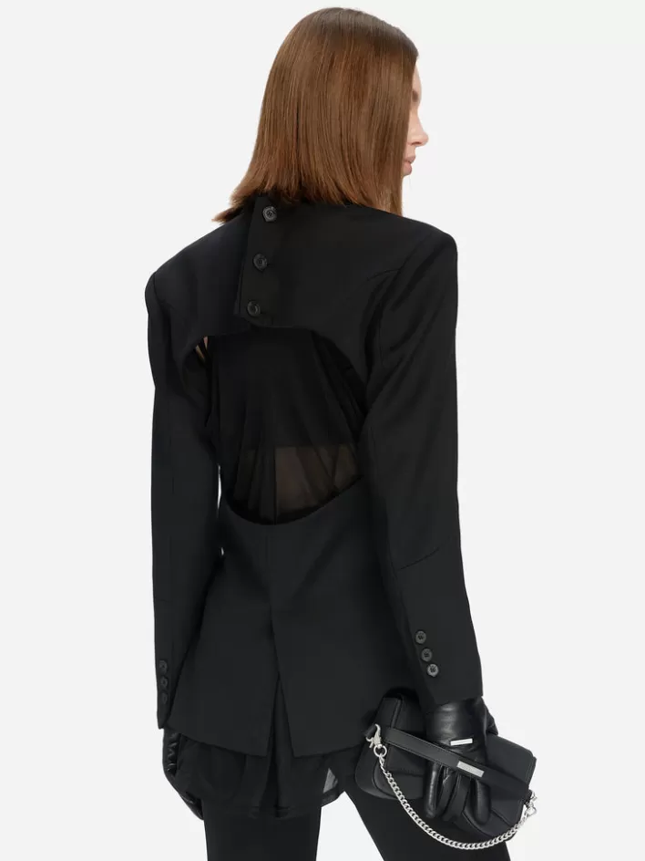 Online C2H4 005 - Double Layered Arch Tailored Jacket Black