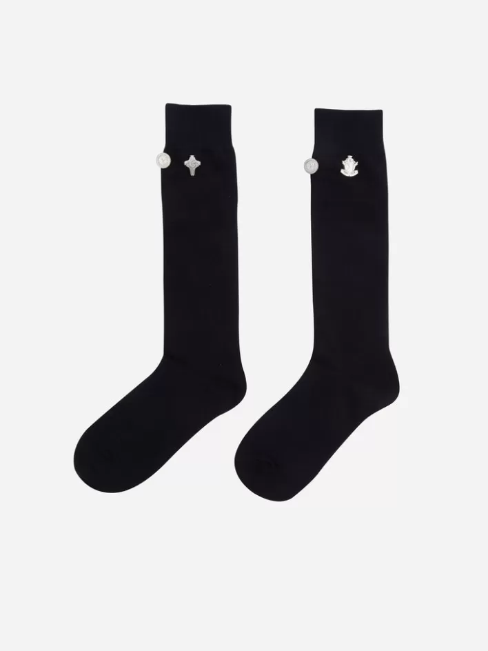 Best Sale C2H4 005 - Emblem Button Socks Black