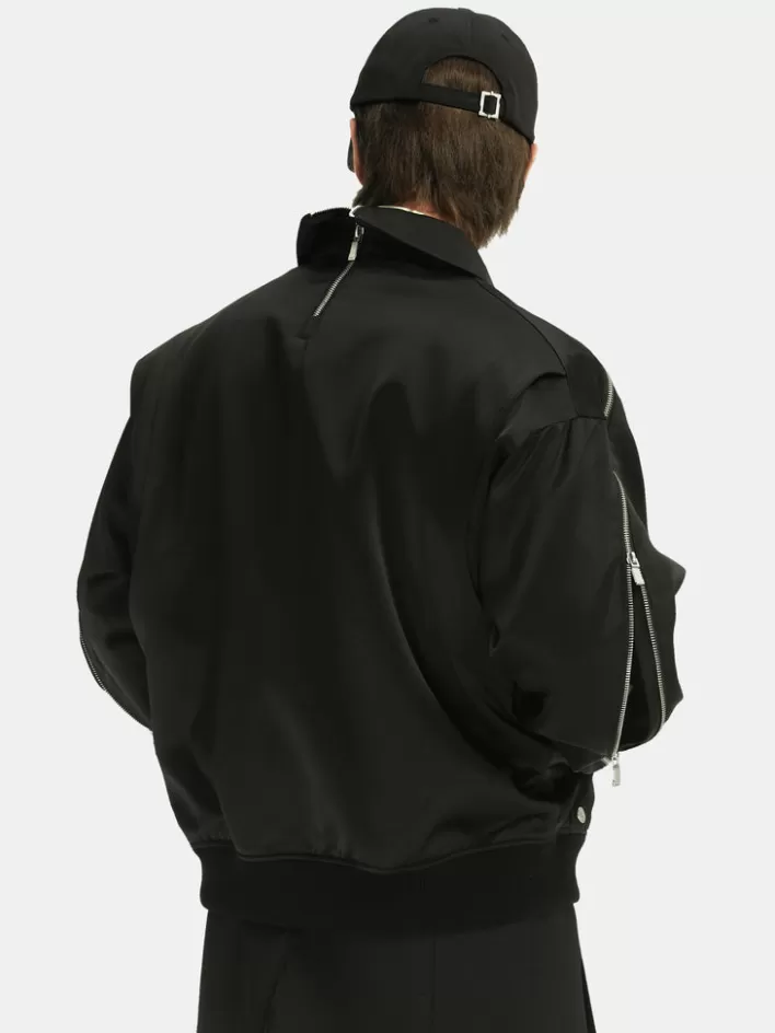 Discount C2H4 005 - Intervein Zipper Bomber Jacket Smooth Black