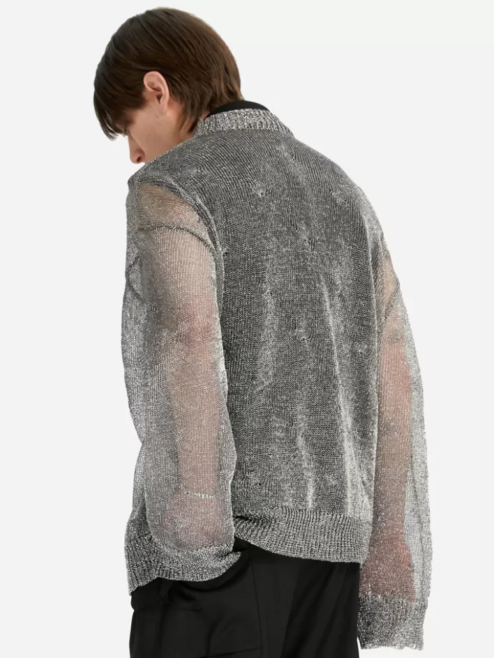 Shop C2H4 005 - Metallic Fusion Knit Sweater Metal Gray