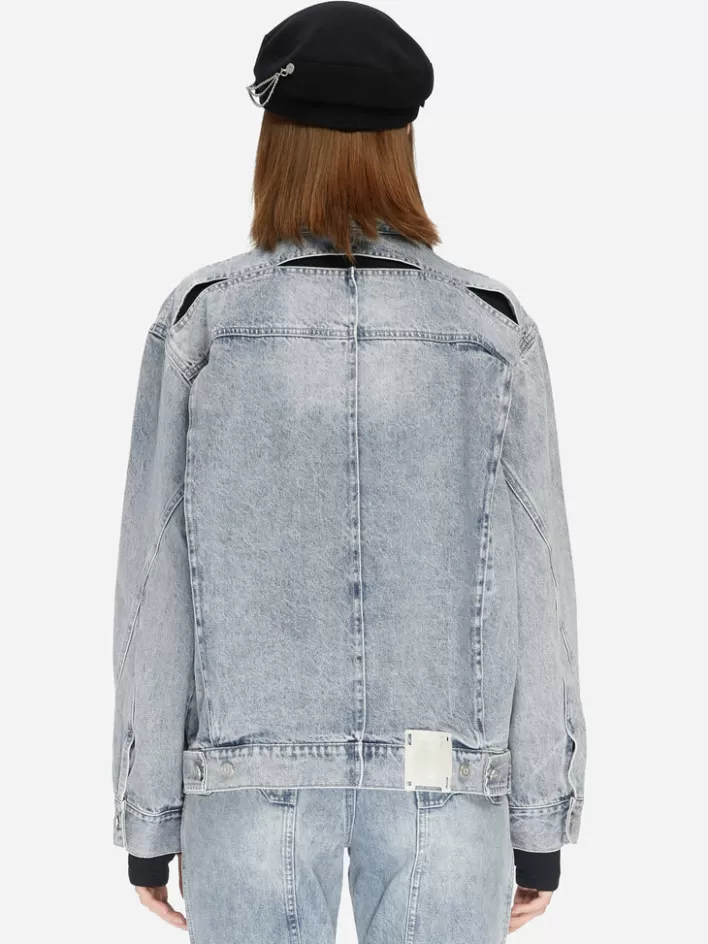 Store C2H4 005 - Oversized Cut Out Denim Jacket Faded Blue