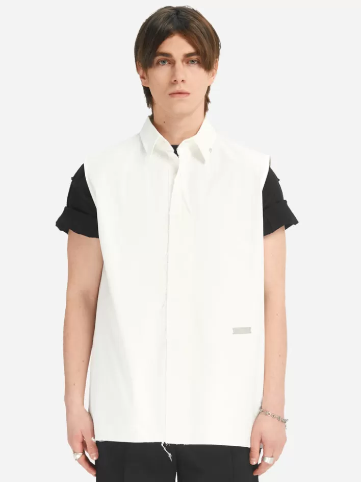 Best C2H4 005 - Raw Edge Sleeveless Shirt White