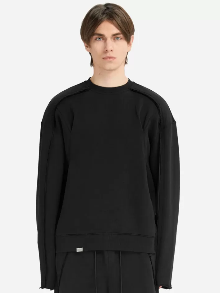 Cheap C2H4 005 - Solid Arch Construction Crewneck Fogged Black