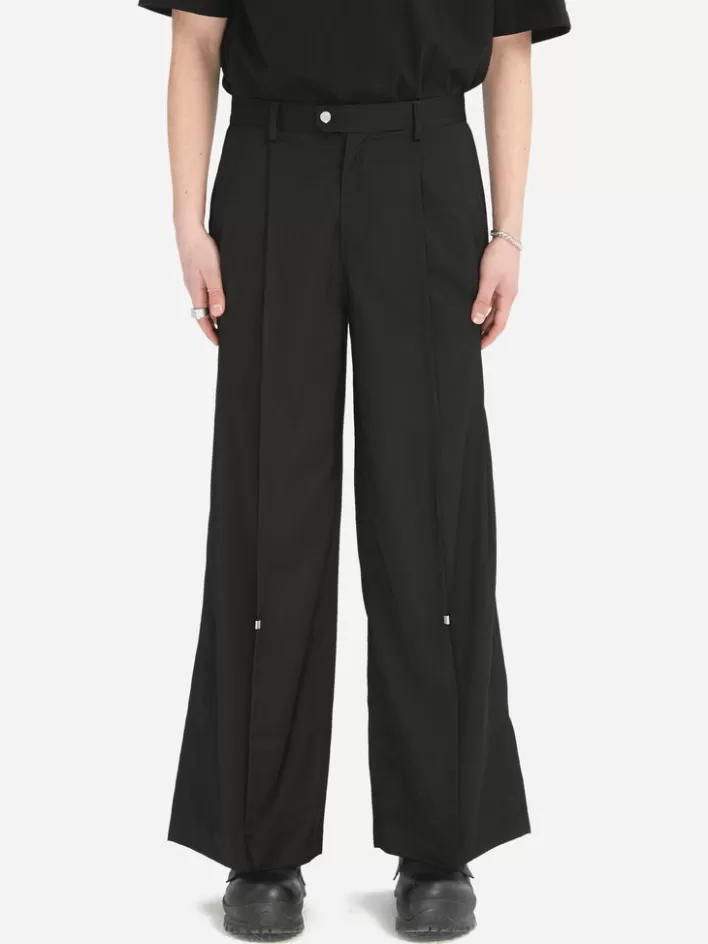 Outlet C2H4 005 - Tortuosity Shaped Wide-Leg Trousers Solemn Black