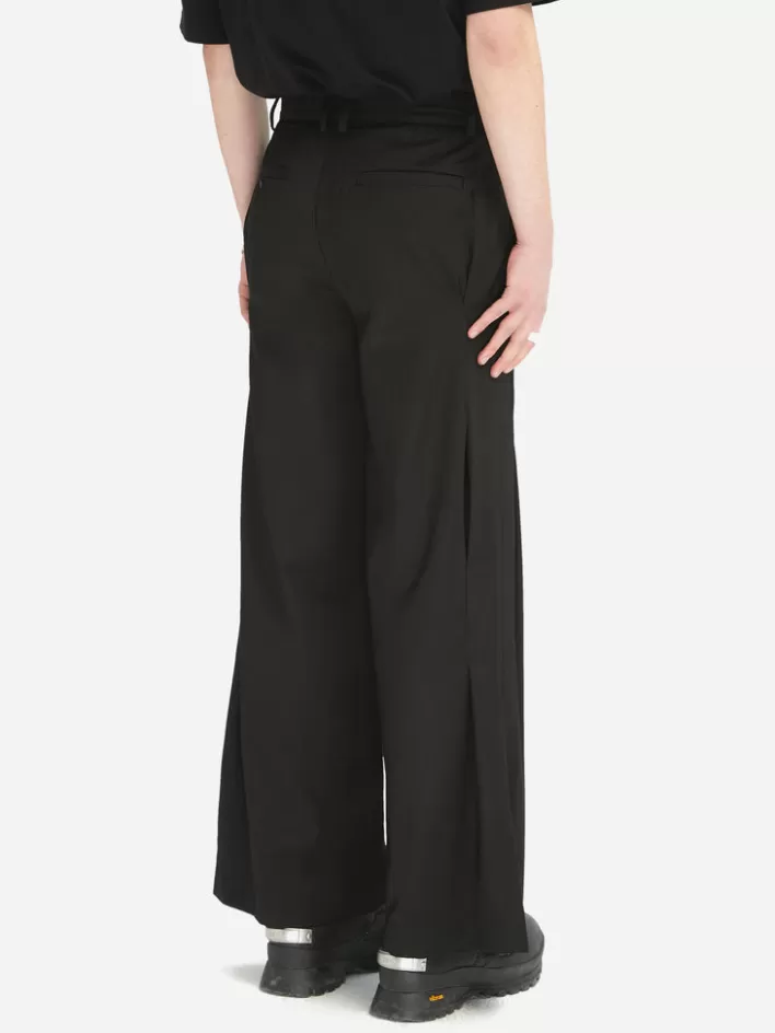 Outlet C2H4 005 - Tortuosity Shaped Wide-Leg Trousers Solemn Black