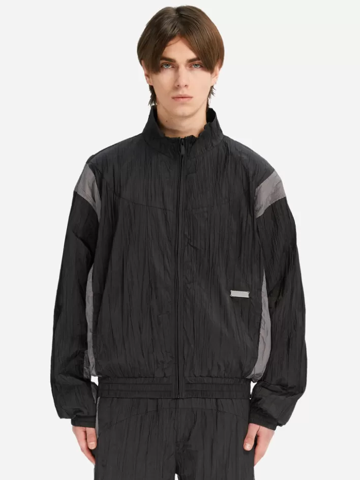 Discount C2H4 005 - Wrinkled Nylon Arch Panelled Track Jacket Black&Gray