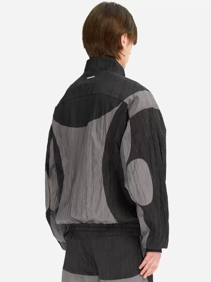 Discount C2H4 005 - Wrinkled Nylon Arch Panelled Track Jacket Black&Gray