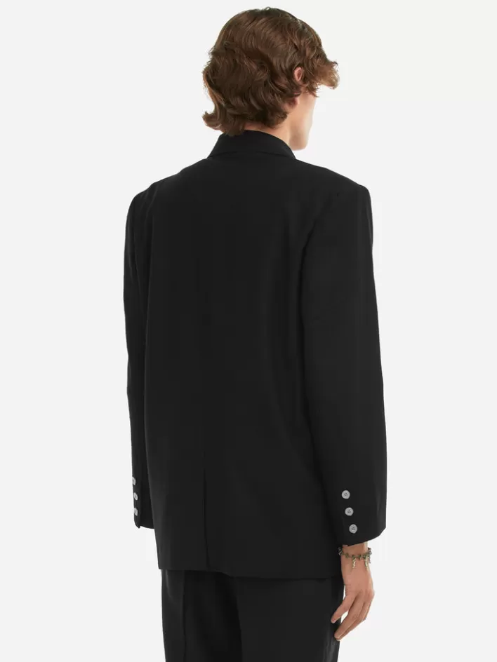 Discount C2H4 006 - Paneled Splicing Tailored Jacket Solemn Black