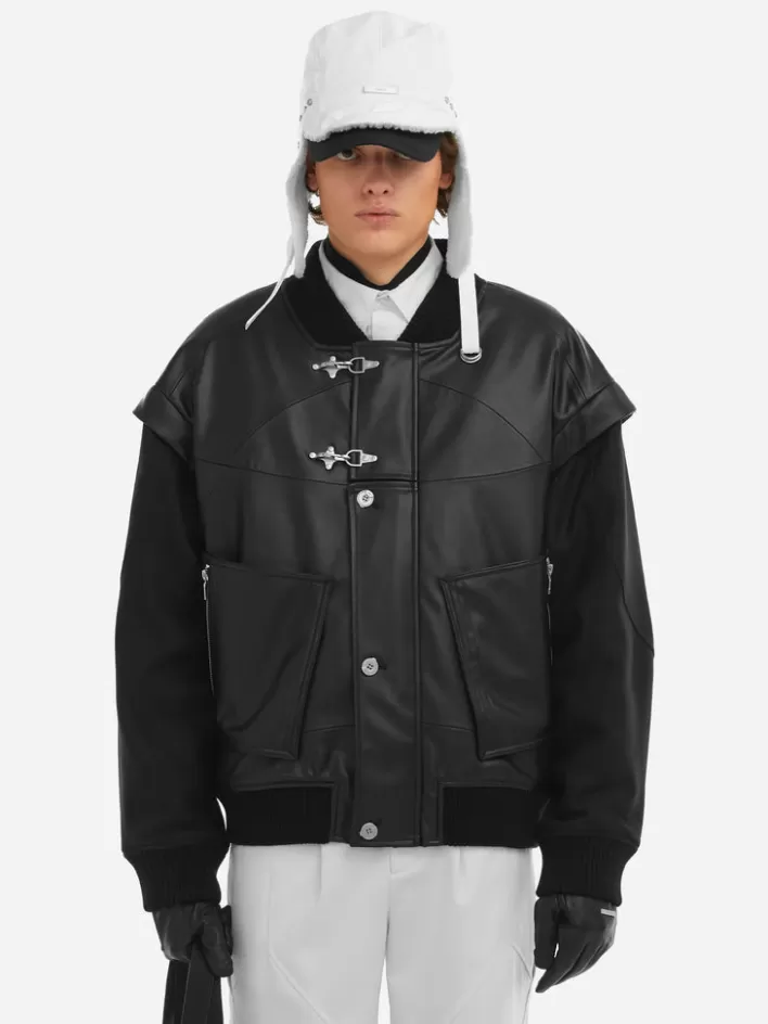 Fashion C2H4 006 - Streamline Arch Panelled Bomber Jacket Black