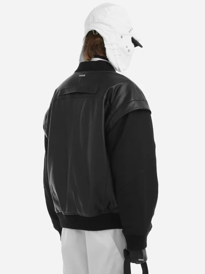 Fashion C2H4 006 - Streamline Arch Panelled Bomber Jacket Black