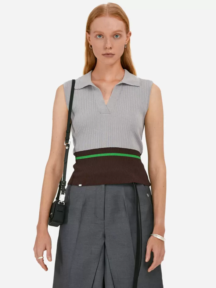 Flash Sale C2H4 007 - C. Perriand Knit Vest Gray&Coffee