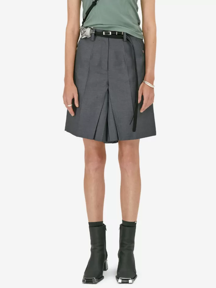 Shop C2H4 007 - C. Perriand Pleated Waistless Shorts Gray