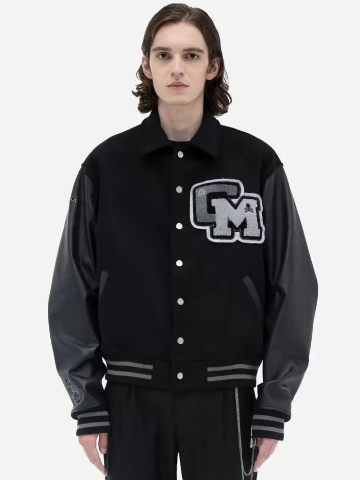 Online C2H4 ® X Mastermind Japan "C-Mastermind" Applique Baseball Jacket Black