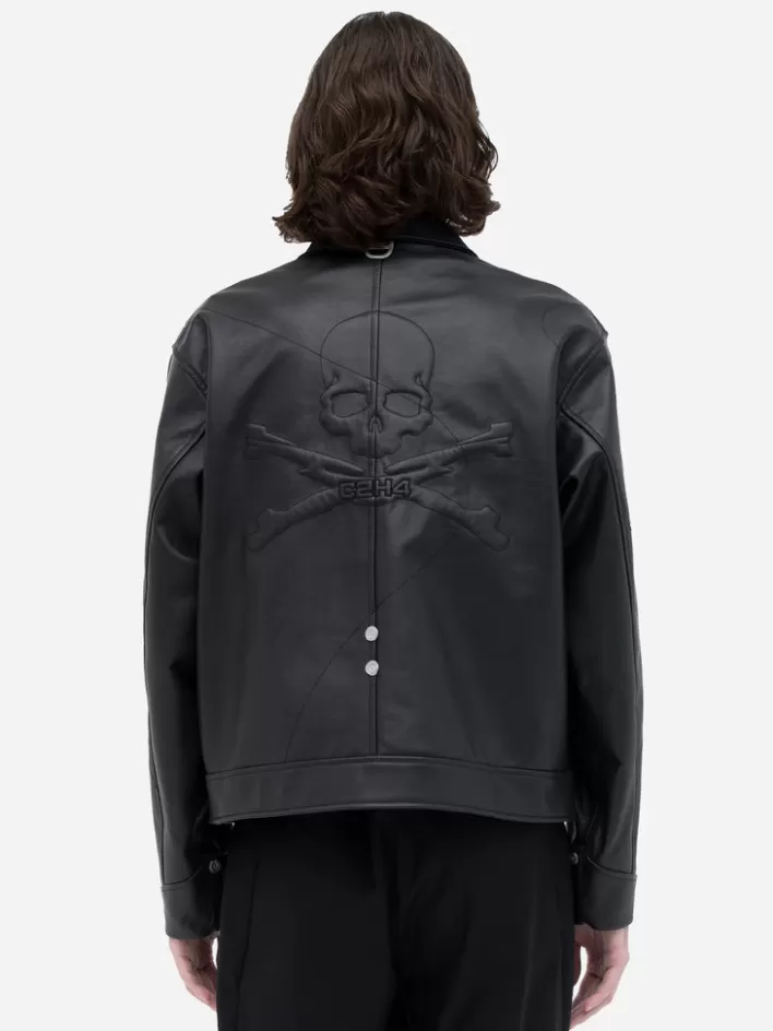 Fashion C2H4 ® X Mastermind Japan "C-Mastermind" Streamline Leather Jacket Vanward Black