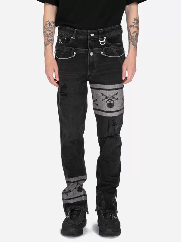 Cheap C2H4 ® X Mastermind Japan Double Waist Jeans Faded Black