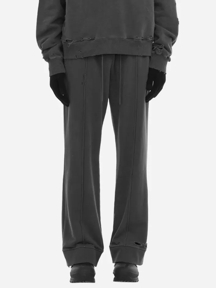 Discount C2H4 Staff Uniform Asymmetric Agitator Distressed Sweatpants Slate Gray