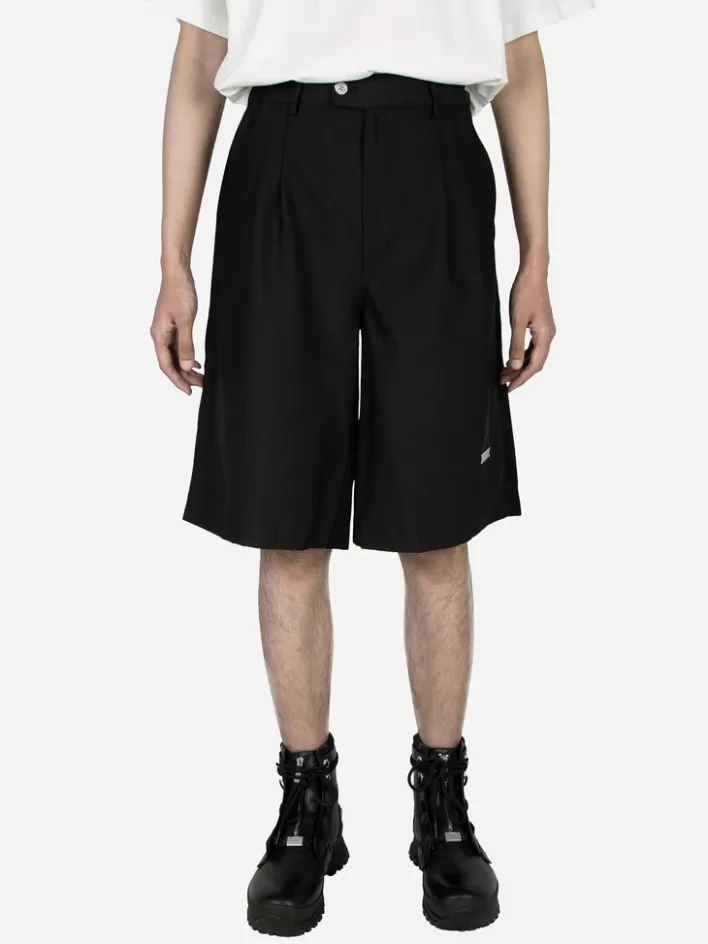 Shop C2H4 Staff Uniform Raw Edge Shorts Black