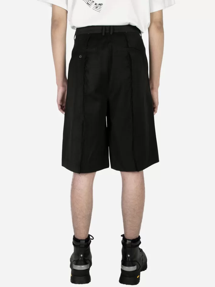 Shop C2H4 Staff Uniform Raw Edge Shorts Black